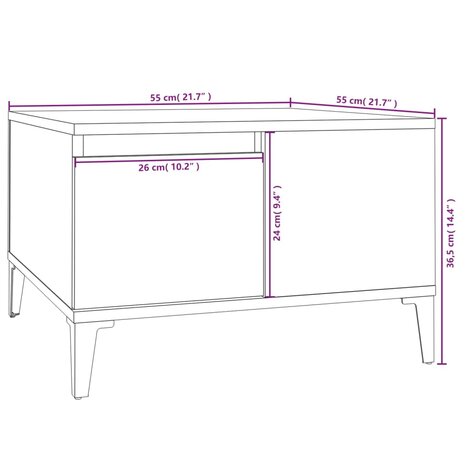 Salontafel 55x55x36,5 cm bewerkt hout zwart 8720845738716 10