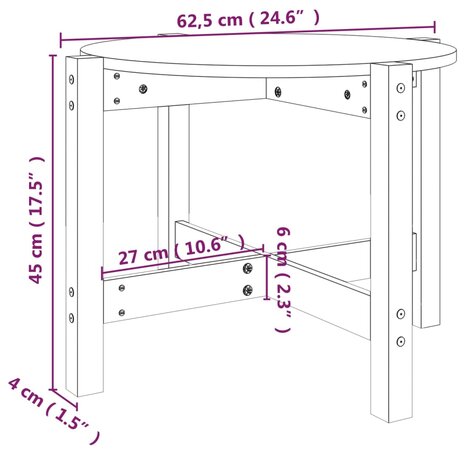 Salontafel Ø 62,5x45 cm massief grenenhout honingbruin 8720287208020 8