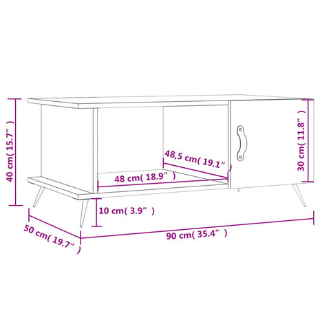 Salontafel 90x50x40 cm bewerkt hout grijs sonoma eikenkleurig 8720845429270 10