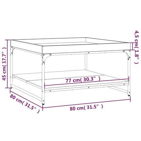 Salontafel 80x80x45 cm bewerkt hout en ijzer bruin eikenkleur 8720845941161 9