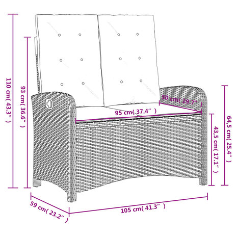 2-delige Tuinset met kussens poly rattan zwart 8721102499531 9