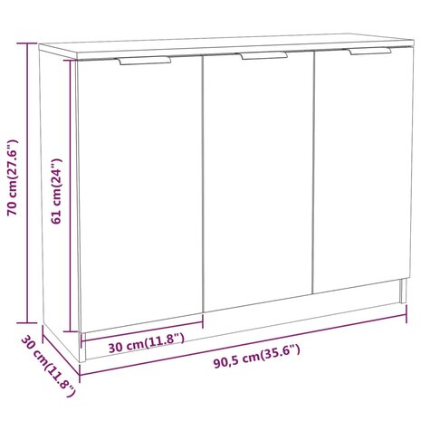 Dressoir 90,5x30x70 cm bewerkt hout zwart 8720286964996 9