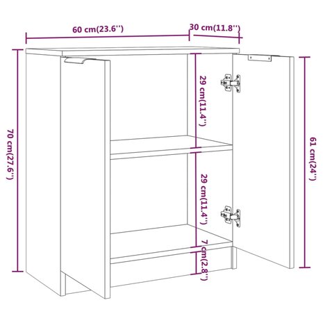 Dressoir 60x30x70 cm bewerkt hout betongrijs 8720286964712 7