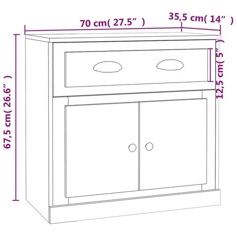 Dressoir 70x35,5x67,5 cm bewerkt hout wit 8720845793142 10