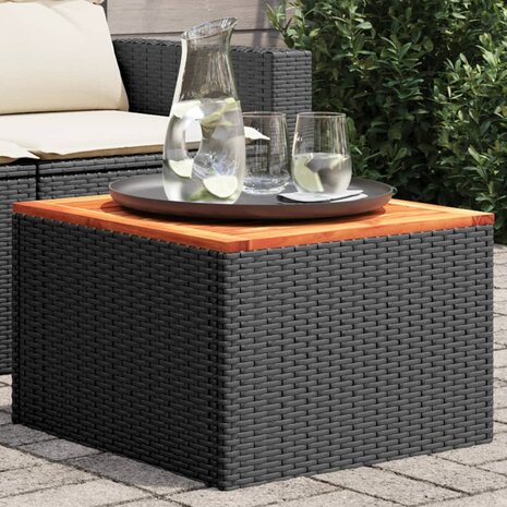 Tuintafel 55x55x37 cm poly rattan en acaciahout zwart 8721012333604 1