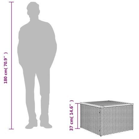 Tuintafel 55x55x37 cm poly rattan en acaciahout zwart 8721012333604 7