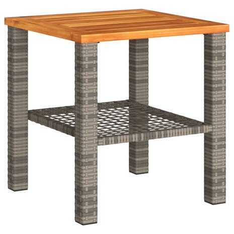 Tuintafel 40x40x42 cm poly rattan en acaciahout grijs 8721012308008 2