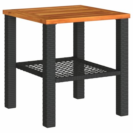 Tuintafel 40x40x42 cm poly rattan en acaciahout zwart 8721012307995 2