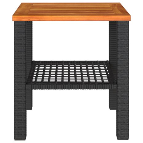 Tuintafel 40x40x42 cm poly rattan en acaciahout zwart 8721012307995 4