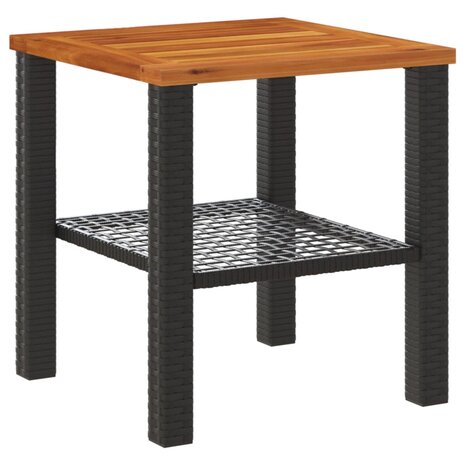 Tuintafel 40x40x42 cm poly rattan en acaciahout zwart 8721012307995 6