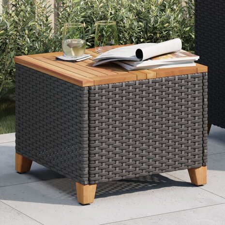 Tuintafel 45x45x37 cm poly rattan en acaciahout zwart 8721012308619 3