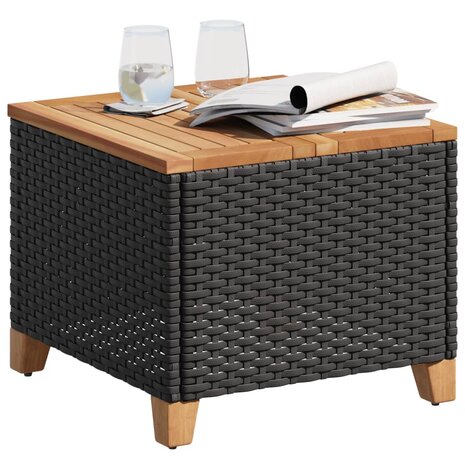 Tuintafel 45x45x37 cm poly rattan en acaciahout zwart 8721012308619 4