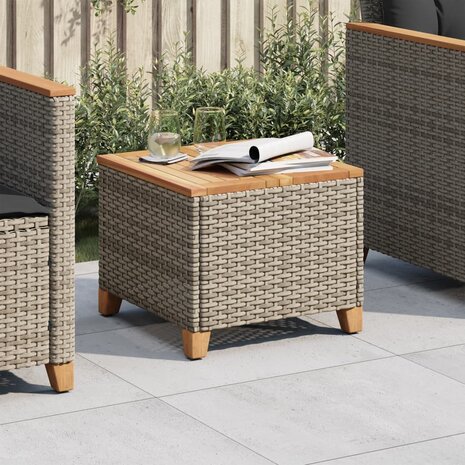 Tuintafel 45x45x37 cm poly rattan en acaciahout grijs 8721012308626 1