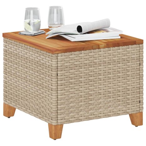 Tuintafel 45x45x37 cm poly rattan en acaciahout beige 8721012308633 3