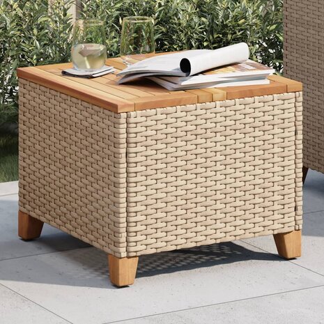 Tuintafel 45x45x37 cm poly rattan en acaciahout beige 8721012308633 4