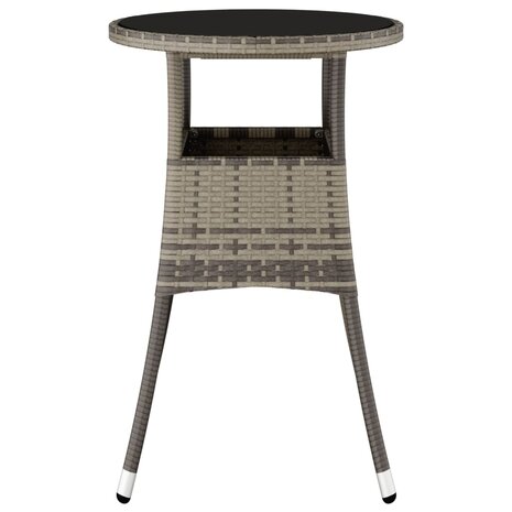 Tuintafel Ø60x75 cm gehard glas en poly rattan grijs 8720286089774 4