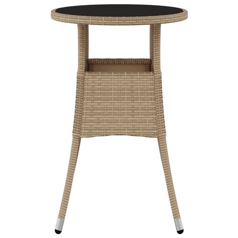 Tuintafel Ø60x75 cm gehard glas en poly rattan beige 8720286089781 3