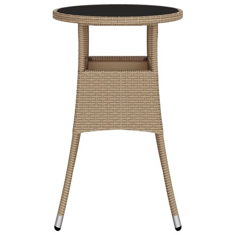 Tuintafel Ø60x75 cm gehard glas en poly rattan beige 8720286089781 4