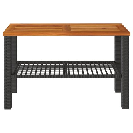 Tuintafel 70x38x42 cm poly rattan en acaciahout zwart 8721012308060 4