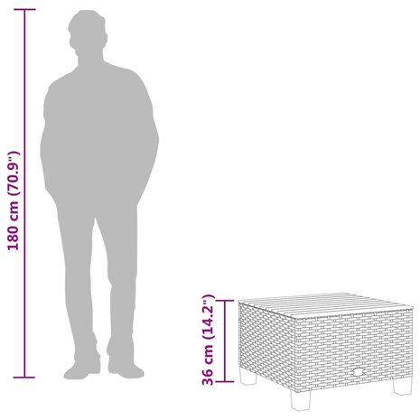 Tuintafel 55x55x36 cm poly rattan en acaciahout grijs 8721012311510 9