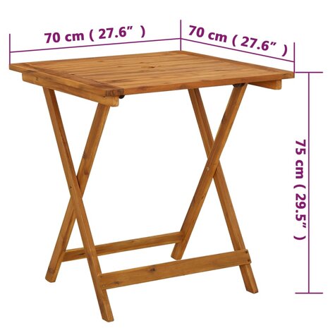 Tuintafel inklapbaar 70x70x75 cm massief acaciahout 8719883722337 9