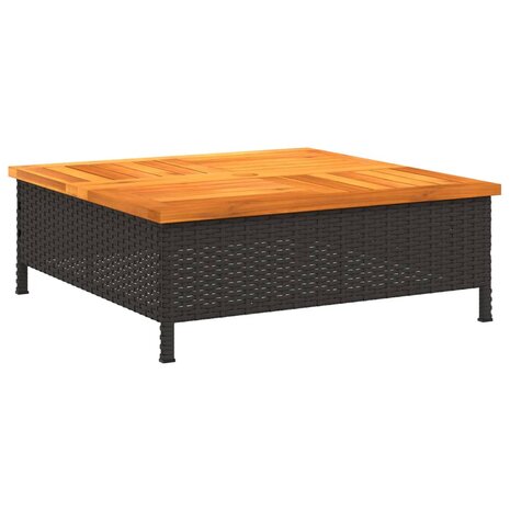 Tuintafel 70x70x25 cm poly rattan en acaciahout zwart 8721102642487 2