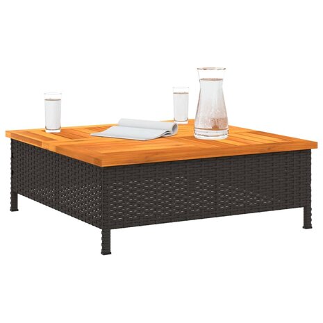 Tuintafel 70x70x25 cm poly rattan en acaciahout zwart 8721102642487 4