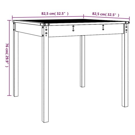 Tuintafel 82,5x82,5x76 cm massief grenenhout grijs 8720845690960 8