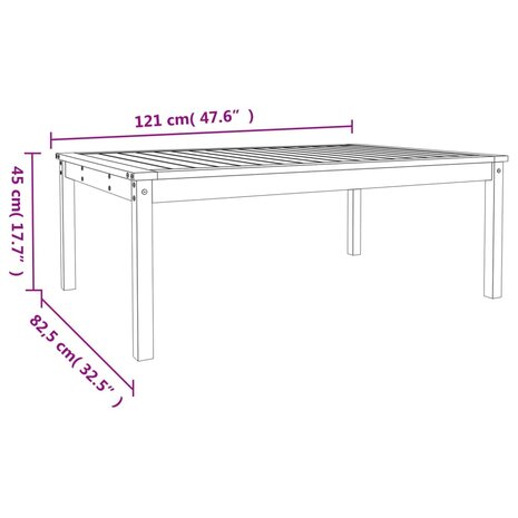 Tuintafel 121x82,5x45 cm massief grenenhout wit 8720845692339 8