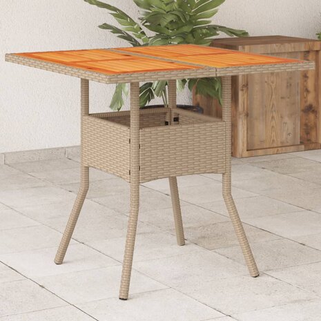 Tuintafel 80x80x75 cm poly rattan en acaciahout beige 8721012451476 1