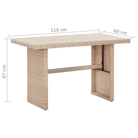 Tuintafel 110x60x67 cm poly rattan beige 8719883755304 6