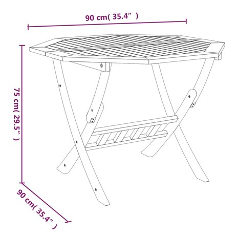 Tuintafel inklapbaar 90x75 cm massief acaciahout 8720845672287 7