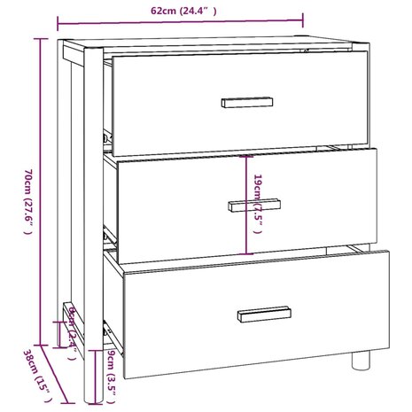 Dressoir 62x38x70 cm bewerkt hout wit 8720287102953 8