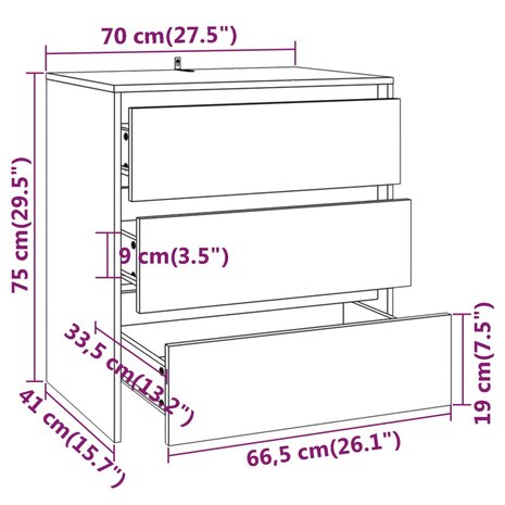 Dressoir 70x41x75 cm spaanplaat sonoma eikenkleurig 8720286835210 9