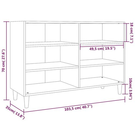 Dressoir 103,5x35x70 cm bewerkt hout grijs sonoma eikenkleurig 8720286855324 6