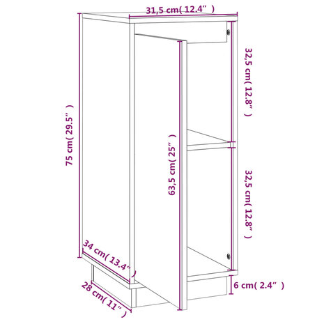 Dressoirs 2 st 31,5x34x75 cm massief grenenhout grijs 8720286841815 9