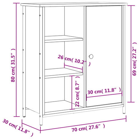 Dressoir 70x30x80 cm bewerkt hout sonoma eikenkleurig 8721012126565 12