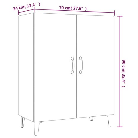 Dressoir 70x34x90 cm bewerkt hout zwart 8720286972212 8