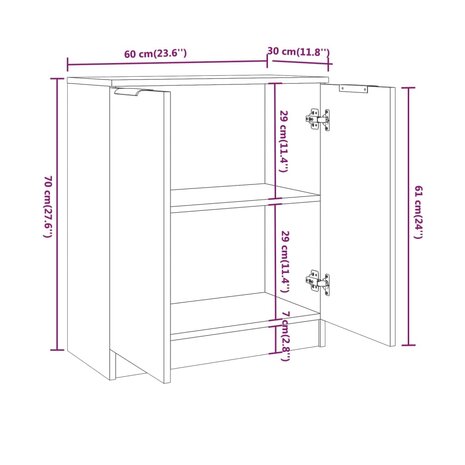 Dressoir 60x30x70 cm bewerkt hout wit 8720286964682 7