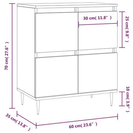 Dressoir 60x35x70 cm bewerkt hout zwart 8720845874322 11