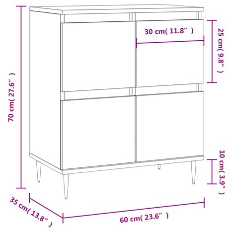 Dressoir 60x35x70 cm bewerkt hout wit 8720845874315 11