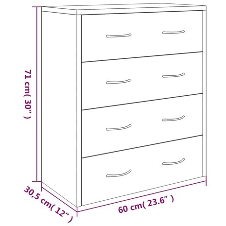 Dressoir met 4 lades 60x30,5x71 cm zwart 8720286945483 7