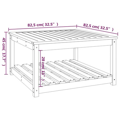 Tuintafel 82,5x82,5x45 cm massief grenenhout wit 8720845692513 8