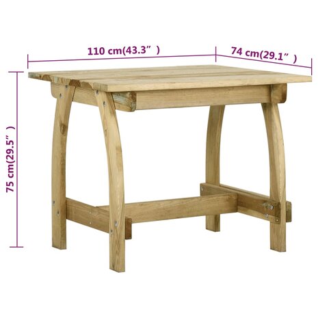 Tuintafel 110x74x75 cm geïmpregneerd grenenhout 8720286826447 6