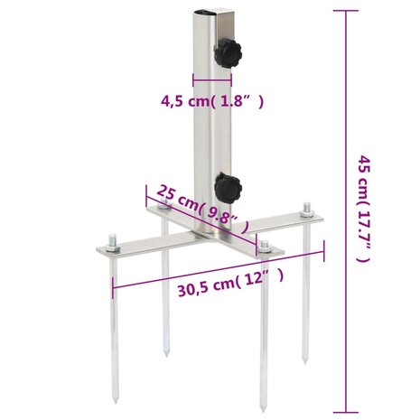 Parasolvoet met grondpennen voor Ø32-48 mm staal zilverkleurig 8721012989535 5