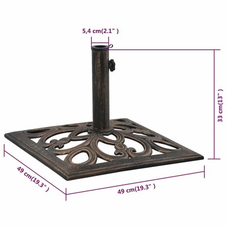 Parasolvoet 12 kg 49 cm gietijzer bronskleurig 8719883751375 8