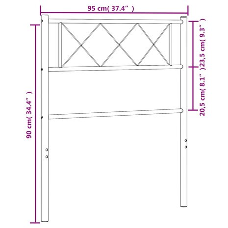 Hoofdbord 90 cm metaal zwart 8721012190849 6