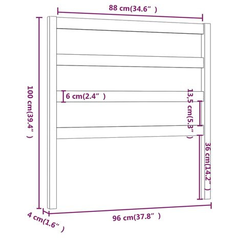 Hoofdbord 96x4x100 cm massief grenenhout 8720286946633 6