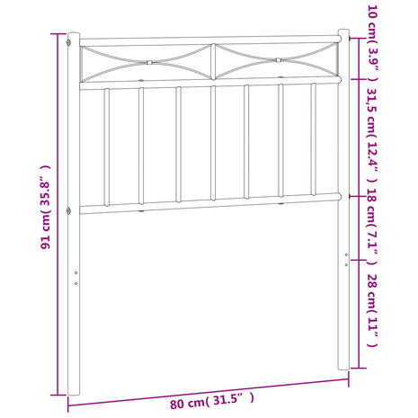 Hoofdbord 75 cm metaal zwart 8721012210264 6