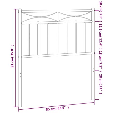 Hoofdbord 80 cm metaal wit 8721012210769 6